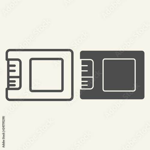 SSD drive line and glyph icon. Storage vector illustration isolated on white. Memory outline style design, designed for web and app. Eps 10.