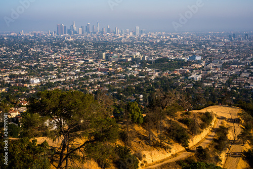 Fotografie, Obraz View of Los Angeles from hills near Griffith Observatory