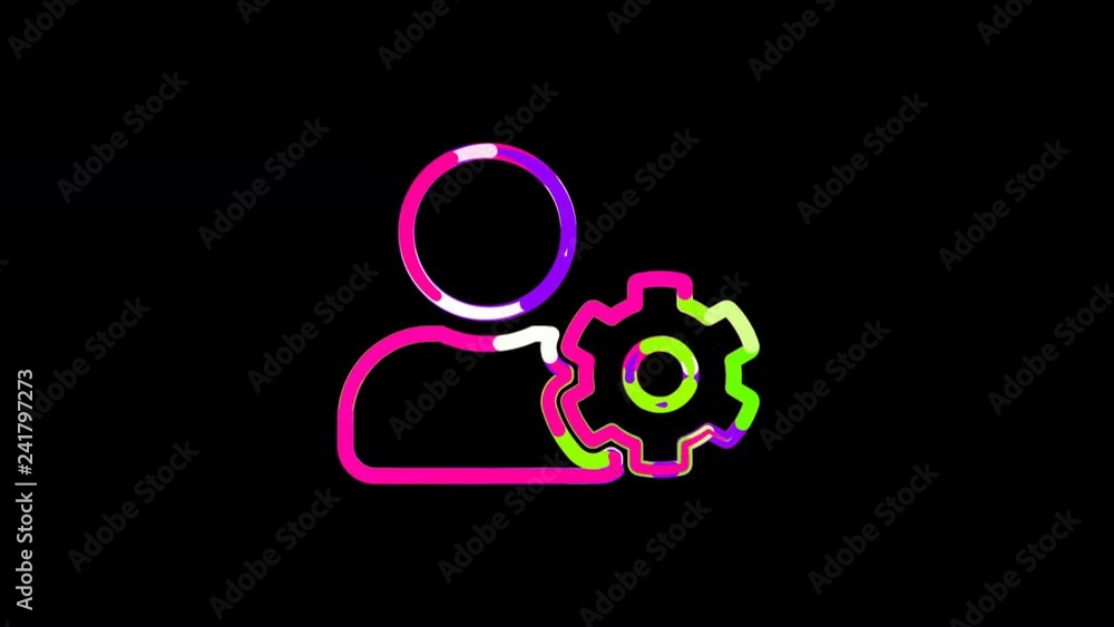 Circles gather in symbol user cog. After it crumbles in a line and moves to the camera. Alpha channel black Circles gather in symbol user cog. After it crumbles in a line and moves to the camera. Alpha channel black