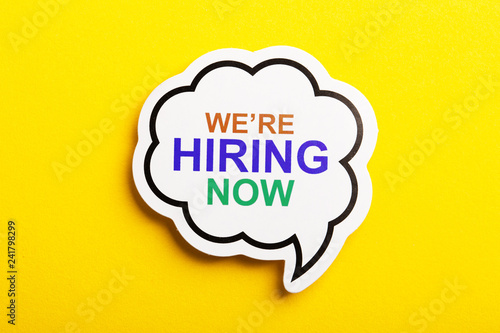 We Are Hiring Speech Bubble Isolated On Yellow