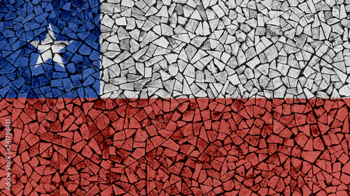 Mosaic Tiles Painting of Chile Flag, Background Texture