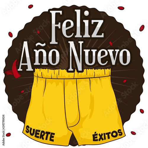 Yellow Boxers Ready for Omen in New Year Celebration, Vector Illustration