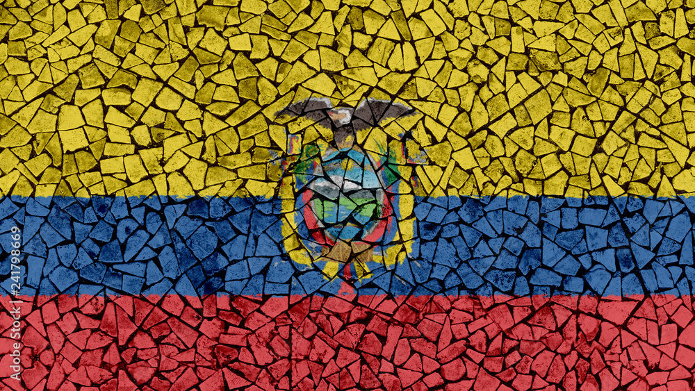 Mosaic Tiles Painting of Ecuador Flag, Background Texture Mosaic Tiles Painting of Ecuador Flag, Background Texture