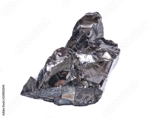 Rough lustrous elite Shungite from Russia isolated on white background