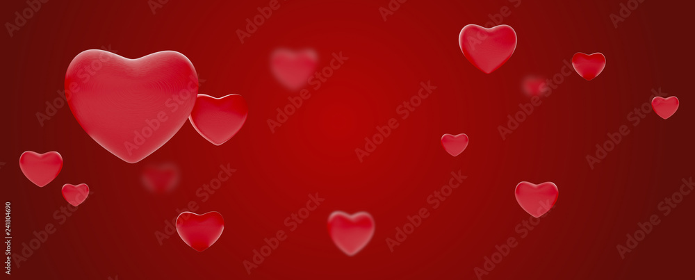 hearts background love design 3d-illustration