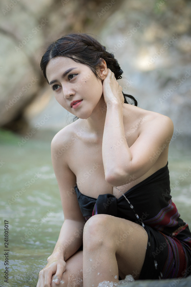 thai sexy model in the walterfall Stock Photo | Adobe Stock