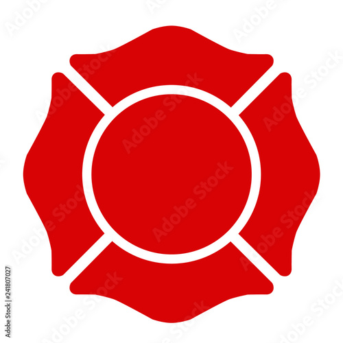 Firefighter Emblem St Florian Maltese Cross Red with White Outline