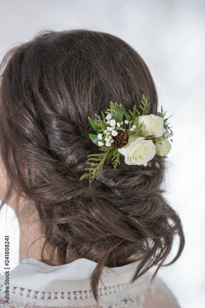 Naklejka premium flower bouquet hair hand wedding event bride groom love color spring