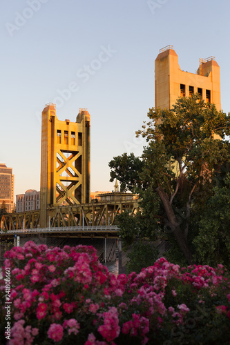 Close up of Tower Bridge in Sacramento downtown. photo