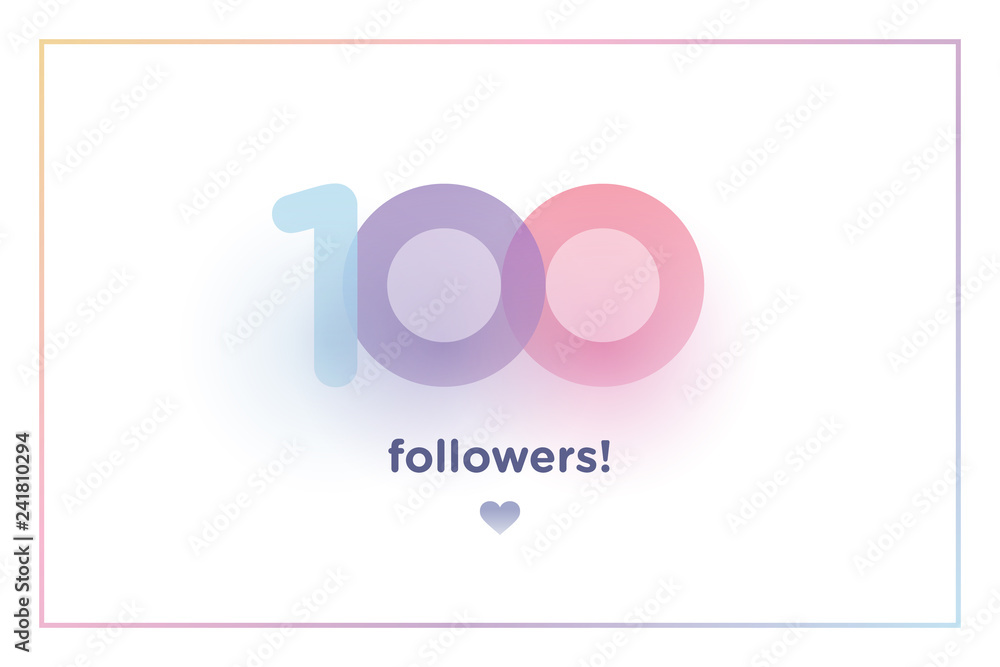 100, followers thank you colorful background number with soft shadow. Illustration for Social Network friends, followers, Web user Thank you celebrate of subscribers or followers and like 100, followers thank you colorful background number with soft shadow. Illustration for Social Network friends, followers, Web user Thank you celebrate of subscribers or followers and like