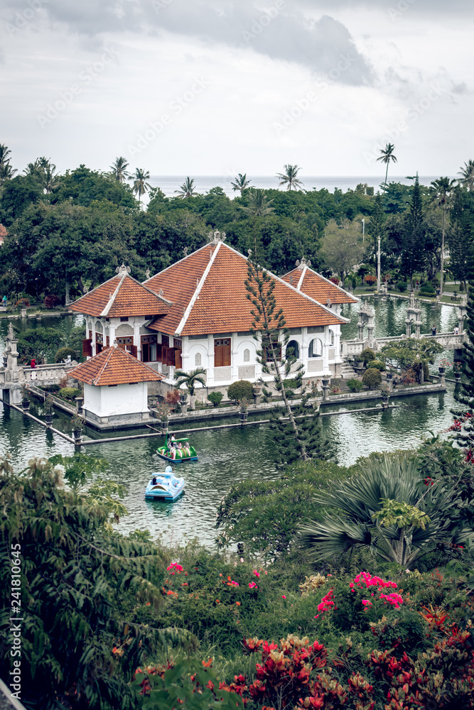 View of Taman Ujung water palace on Bali island, Indonesia.
