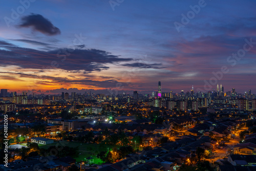 Photography Night view of downtown Kuala Lumpur, a capital of Malaysia