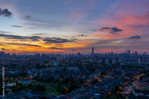 Photography Night view of downtown Kuala Lumpur, a capital of Malaysia