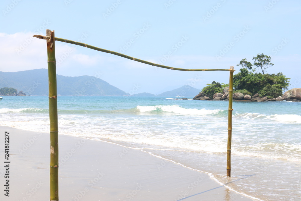 Bamboo goal on the beach
