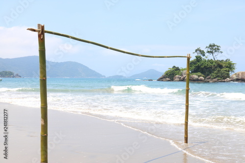 Bamboo goal on the beach