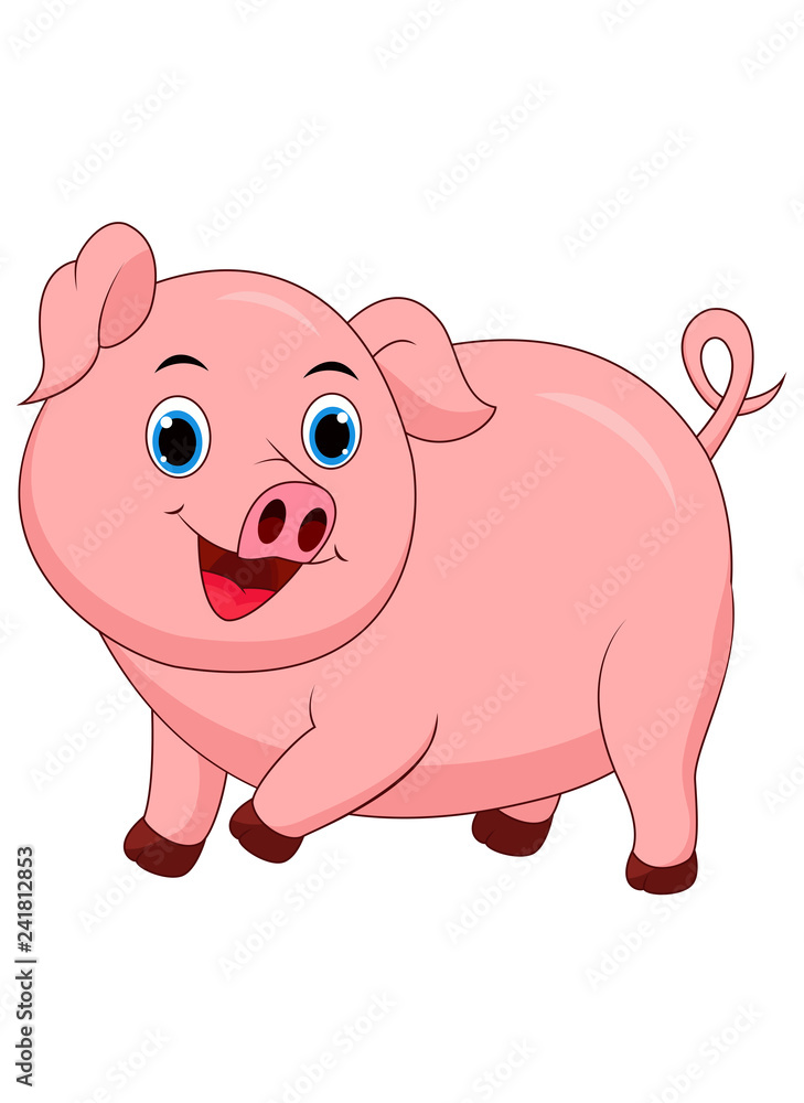 Cute pig cartoon isolated on white background Cute pig cartoon isolated on white background