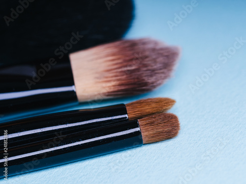 set of professional close-up makeup brushes for eye color