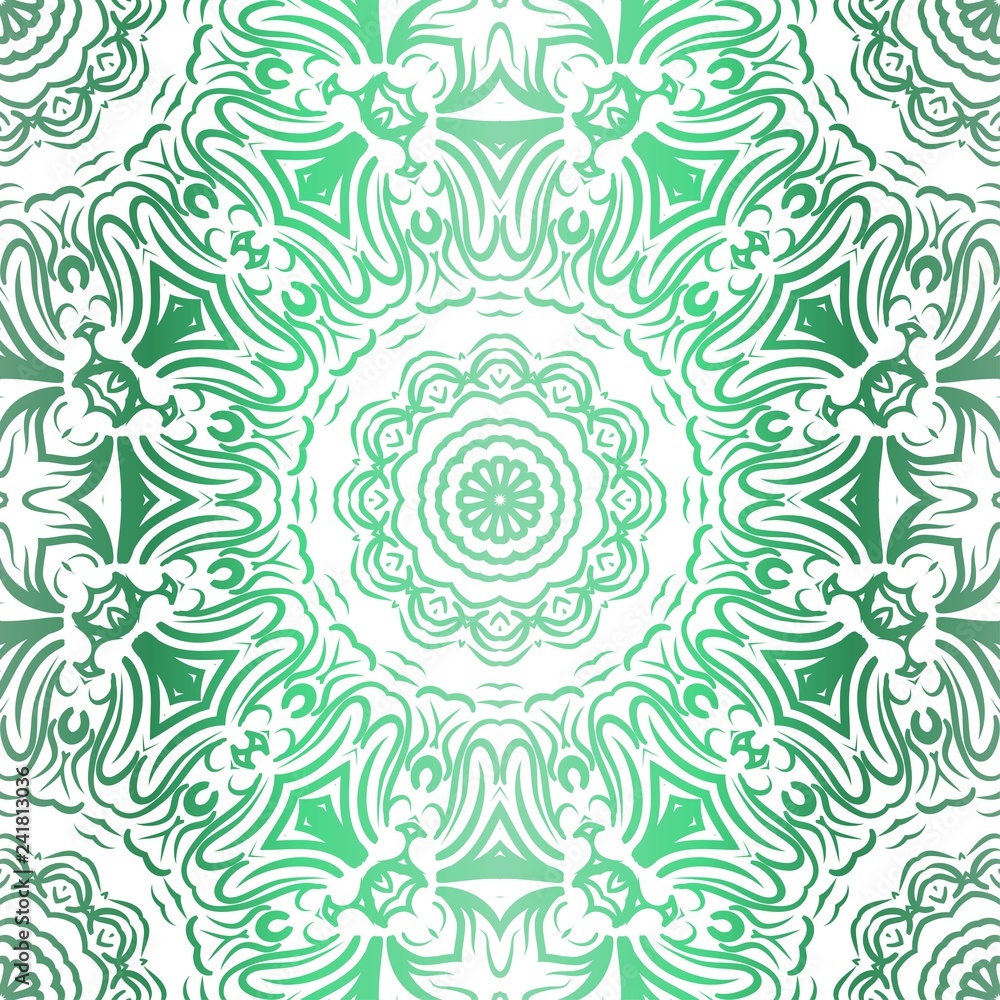 Fototapeta premium Floral Pattern, Green color Design. For Design background, paper, fashion print. Vector Illustration