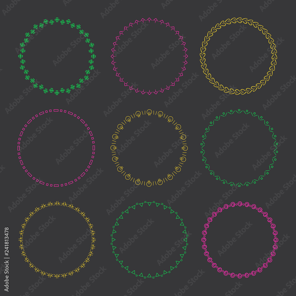 Collection of vector graphic circle frames. Wreaths for design Collection of vector graphic circle frames. Wreaths for design