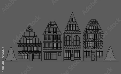 Ancient buildings of the Germany executed linearly. Architectural sights