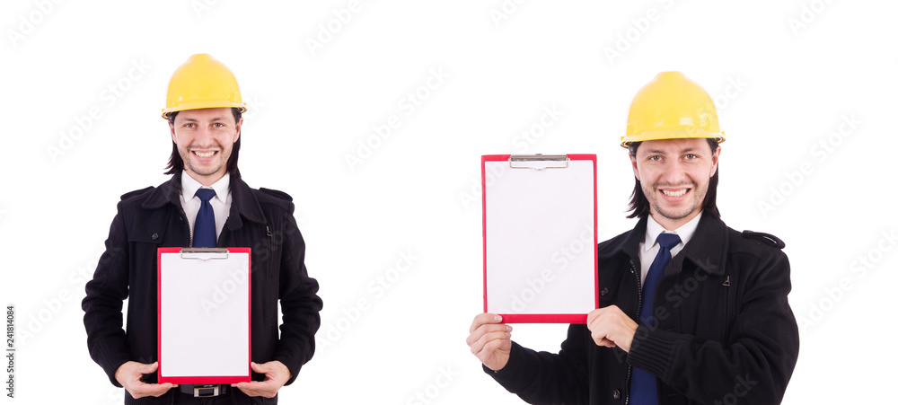 Young construction architect isolated on the white Young construction architect isolated on the white