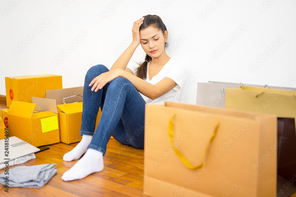 Young entrepreneur, teenager business owner work at home concept Young entrepreneur, teenager business owner work at home concept
