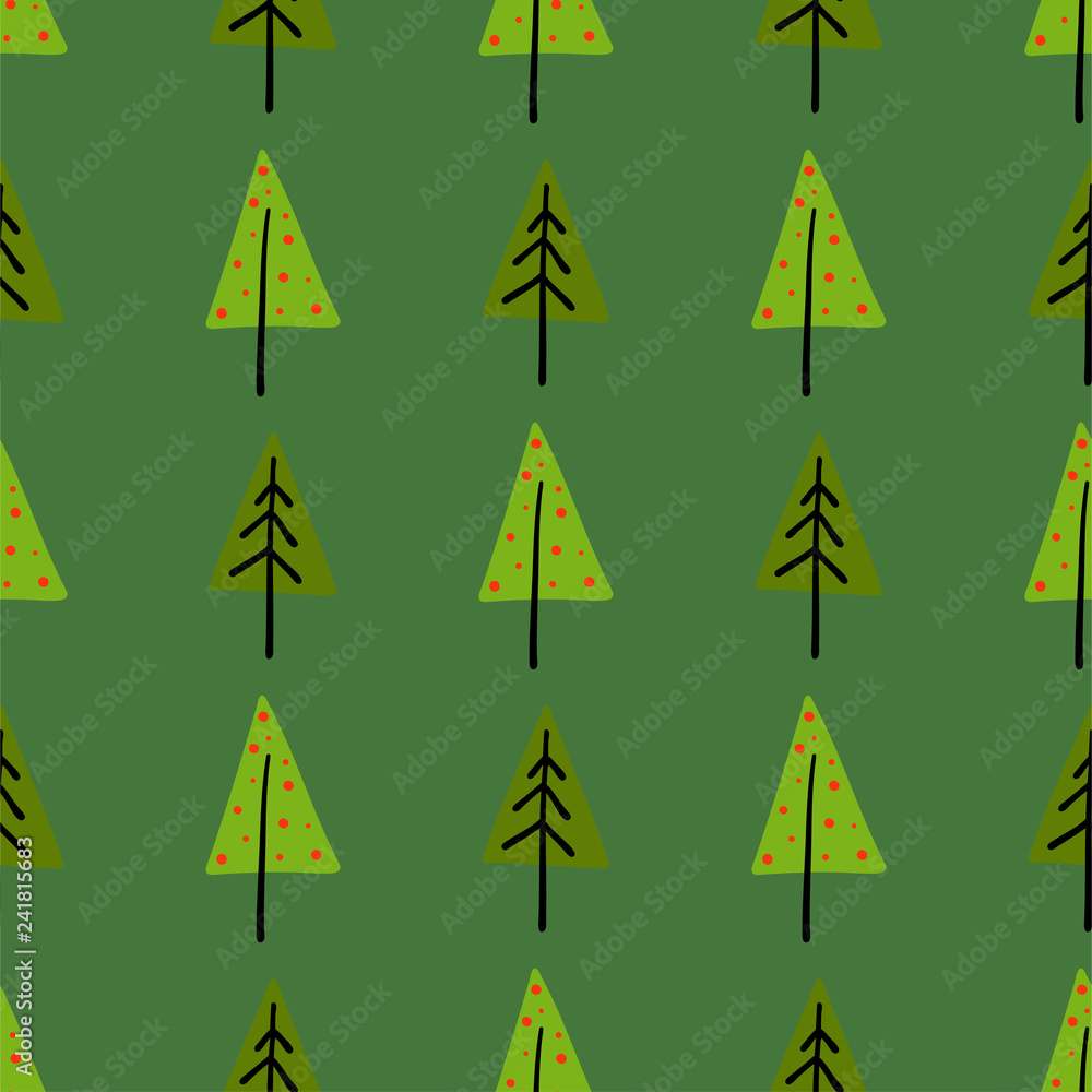 Obraz premium Vector pattern for decoration design with Christmas trees and pines