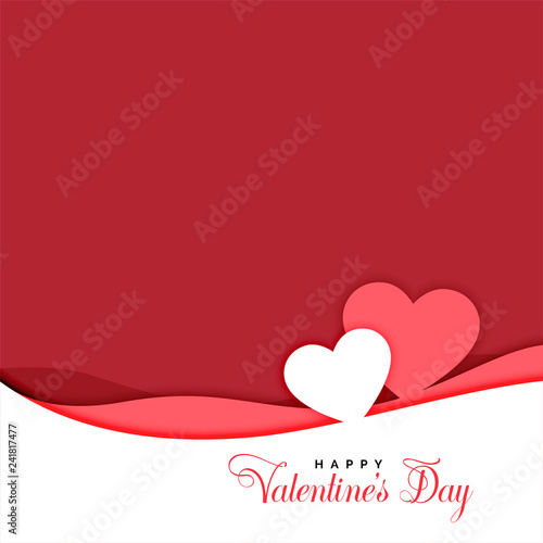 two hearts in papercut style valentines day greeting