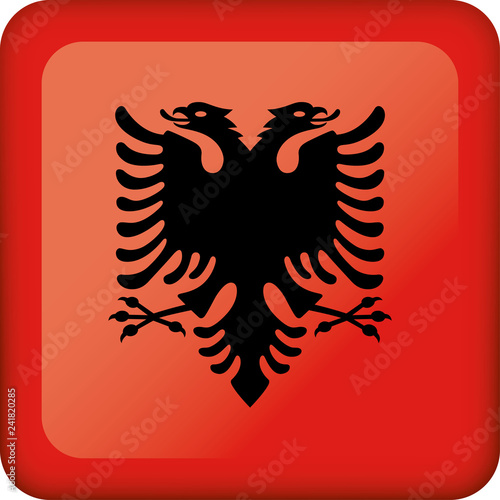 Icon representing button square flag of Albania. Ideal for catalogs of institutional materials and geography
