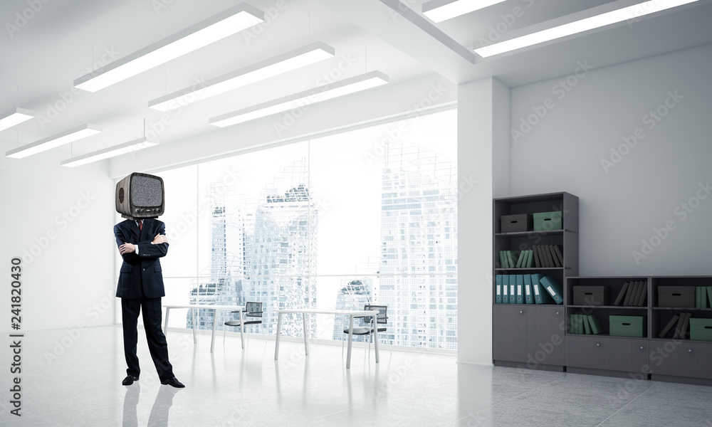 Businessman with an old TV instead of head. Businessman with an old TV instead of head.