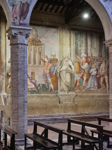 Close-up of the Basilica of Santi Nereo and Achilleo in Rome, famous for its XVI century frescos with violent martyrdom scenes. photo