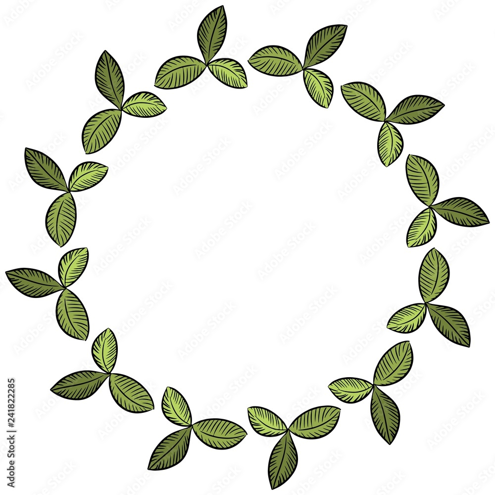 Clover leaves wreath floral ornament. Vector illustration