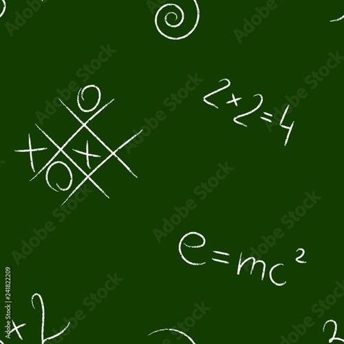 Green chalkboard seamless pattern. Vector schoolboard illustration