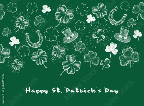 Fototapeta Naklejka Na Ścianę i Meble -  St. Patrick's Day set. Hand drawn illustrations 