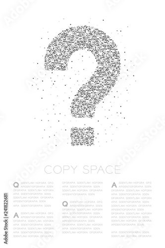 Abstract Geometric Square box pixel pattern Question mark sign icon, Doubt concept design black color illustration on white background with copy space, vector eps 10
