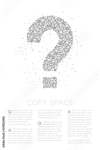 Abstract Geometric Circle dot pixel pattern Question mark sign icon, Doubt concept design black color illustration on white background with copy space, vector eps 10