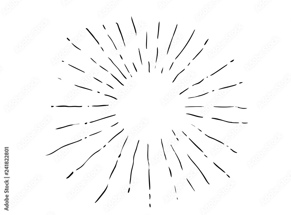 Sun rays images in Hand Drawing style. Sun rays images in Hand Drawing style.
