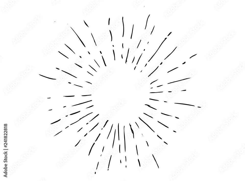 Fototapeta premium Sun rays images in Hand Drawing style.