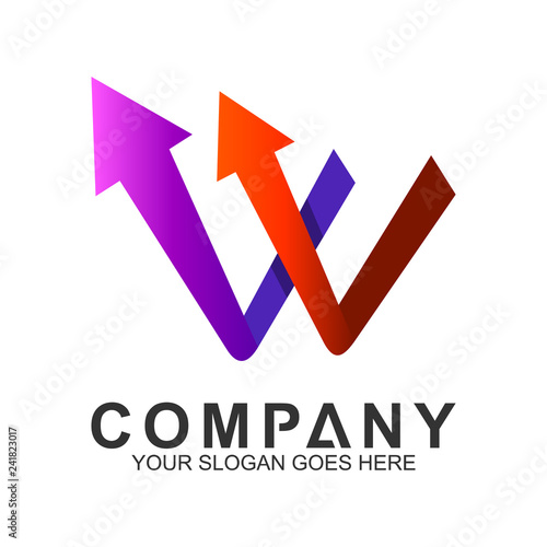 Free Download arrow letter W business logo template - GFXLoad