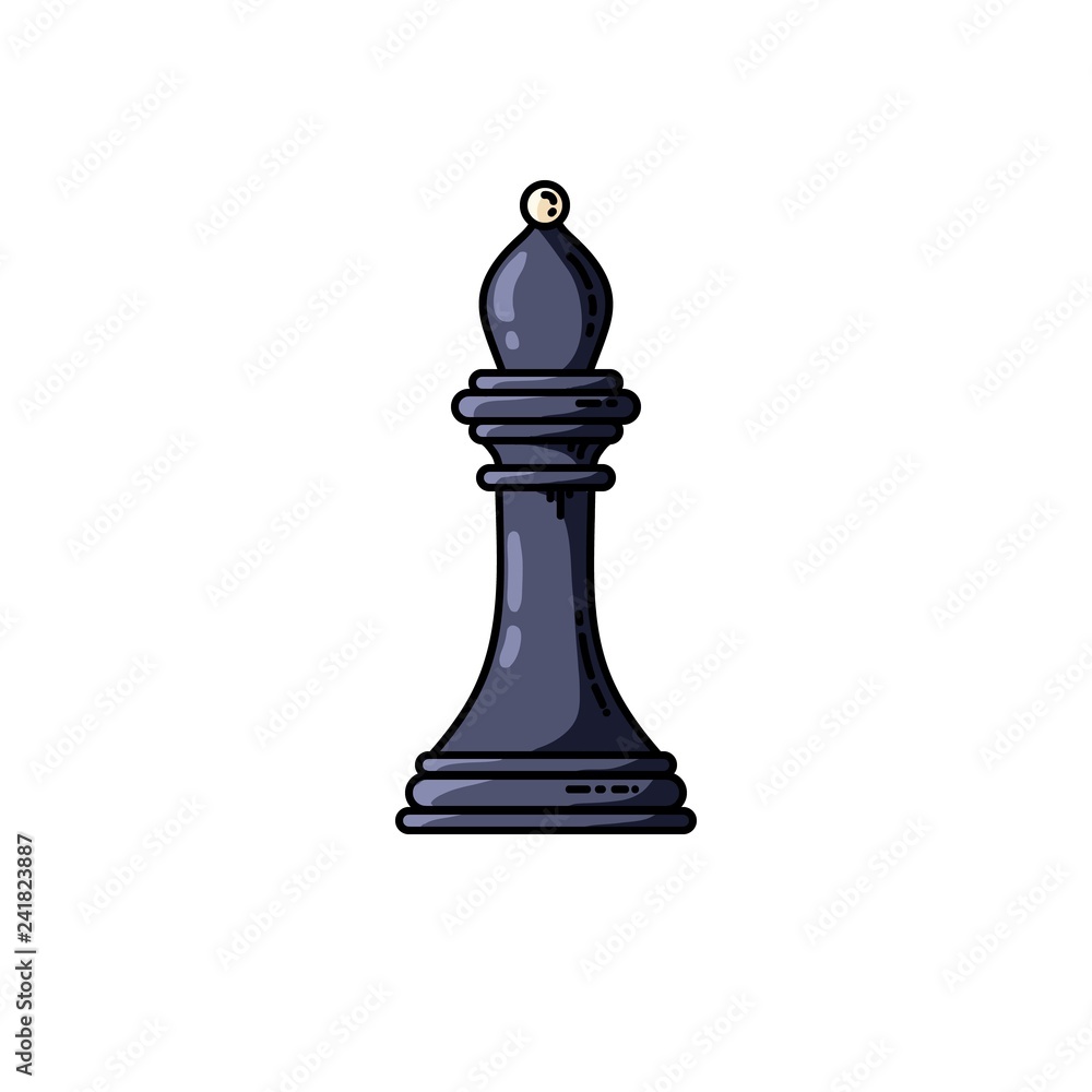 Chess black bishop vector flat isolated icon.