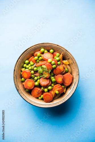 Carrot green peas sabzi / Gajar Mutter sabji