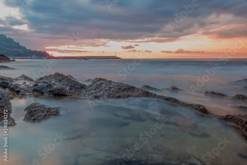 Long Exposure of the Mediterranean Coast of Southern Italy at Sunset