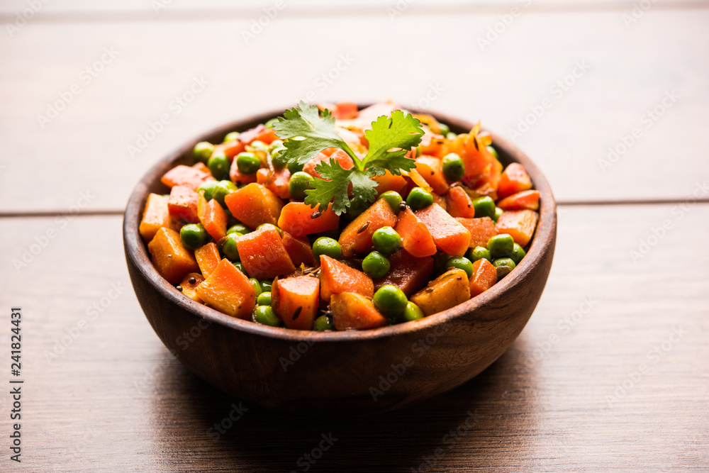 Carrot green peas sabzi / Gajar Mutter sabji