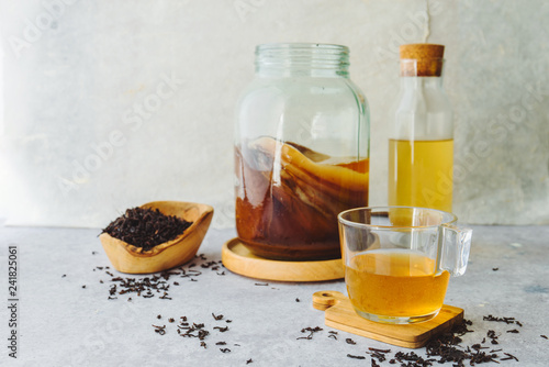 Healthy homemade fermented raw kombucha tea, with natural probiotic characteristics. © Max D. Photography
