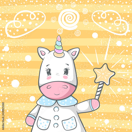 Cute magic trik unicorn characters.