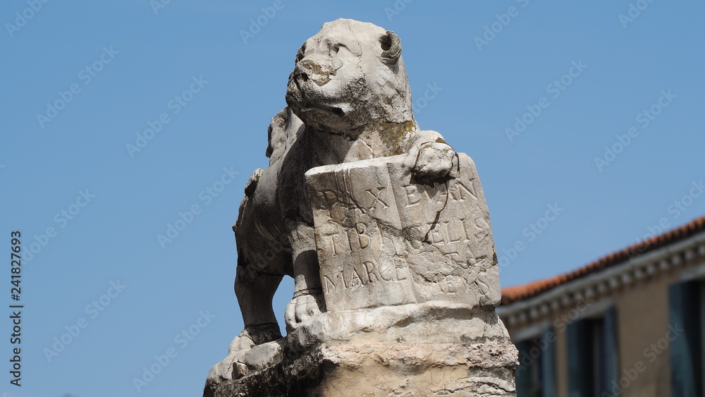 Venezia, Italy. The Lion of Saint Marco symbol of the presence of Venice on the different buildings and monuments