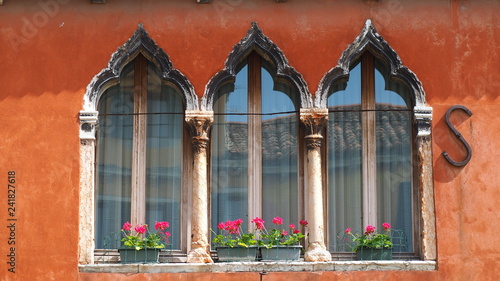 Murano, Venezia, Italy. Details of the windows of the traditional houses in Murano island