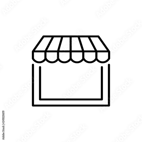 Black & white vector illustration of sun shade awning. Line icon of window canopy. Isolated object