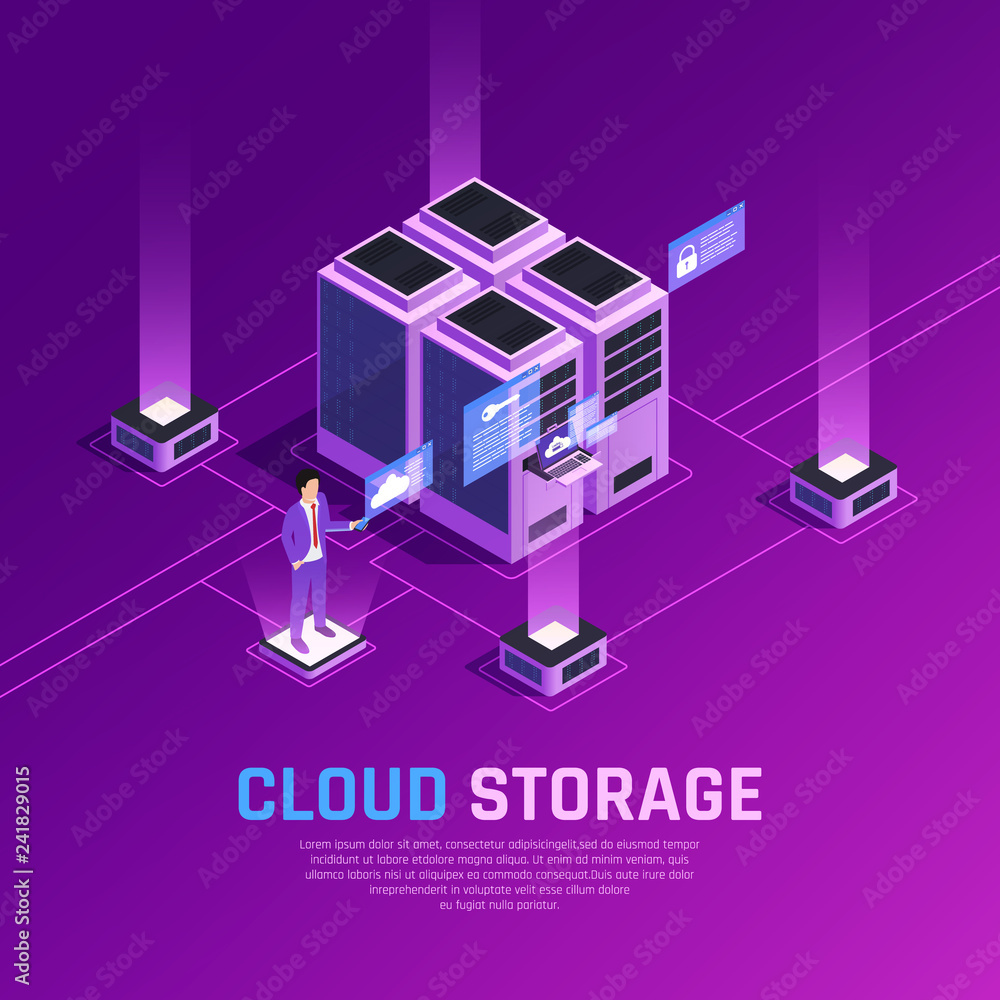 Cloud Storage Isometric Background
