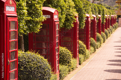 Decorative English phone booths in Nong Nooch Tropical Park, Pattaya Thailand photo